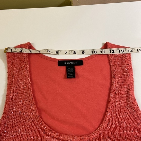 ASHLEY STWART SEQUINED FRONT,PEACH, ARMHOLE TOP. SIZE14-16 - Picture 5 of 8